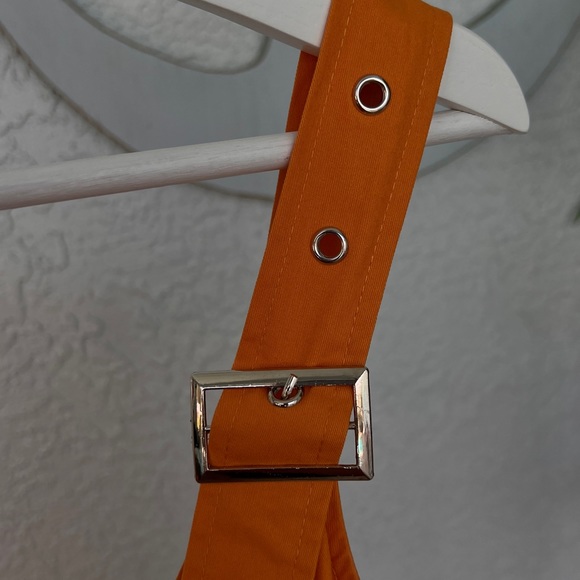 Chic Sexy Slim Orange Elegant Breasted Buckled Dress Belt Side Pockets Mustard - Picture 12 of 16